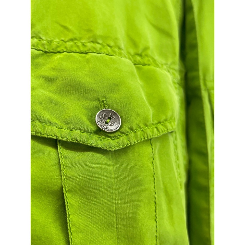 Silk Button Up Blouse S Bright Green Colorful Chic Lightweight Boho Airy - Picture 4 of 9